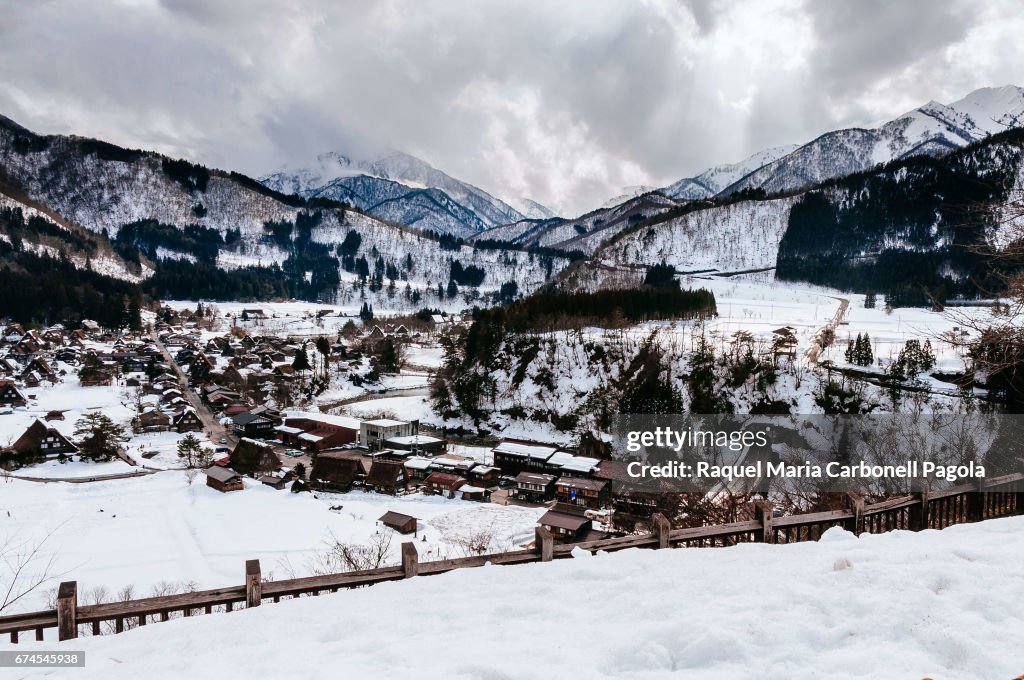View of Ogimachi village in Shirakawa-go...