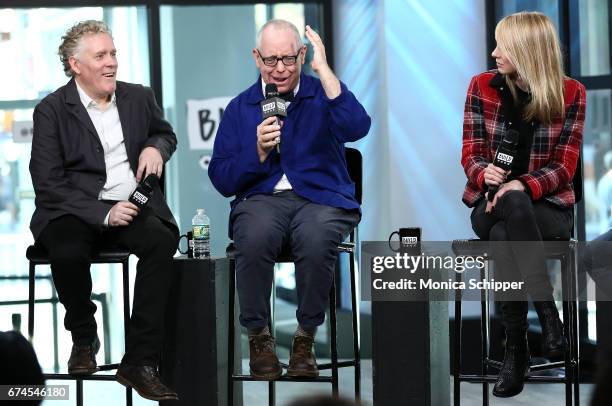 Scott Macaulay, James Schamus and Kitty Green speak on stage at Build Series Presents Kitty Green, James Schamus and Scott Macaulay Discussing...