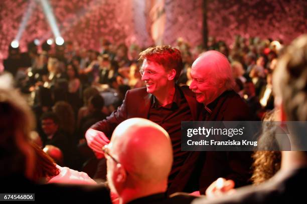 Film director Joachim Dollhopf learns the award for Best Children's Film is awarded to the film Auf Augenhoehe at the Lola - German Film Award show...