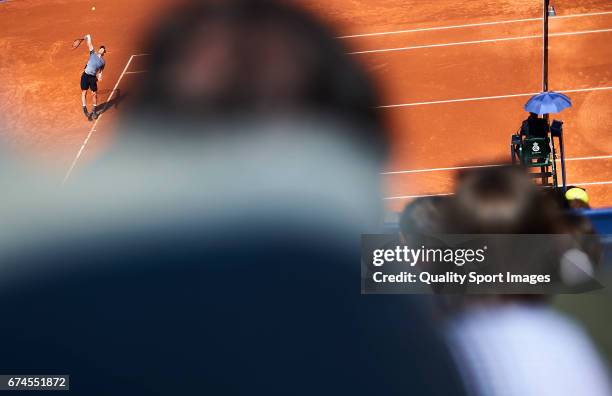 Andy Murray of Great Britain in action at his match against Albert Ramos Vinolas of Spain during the Day 5 of the Barcelona Open Banc Sabadell at the...