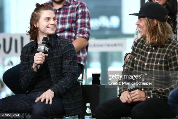 Actor Evan Peters and writer and director Bryan Buckley speak on stage at Build Series Presents Evan Peters, Barkhad Abdi, Bryan Buckley, Jay Bahadur...