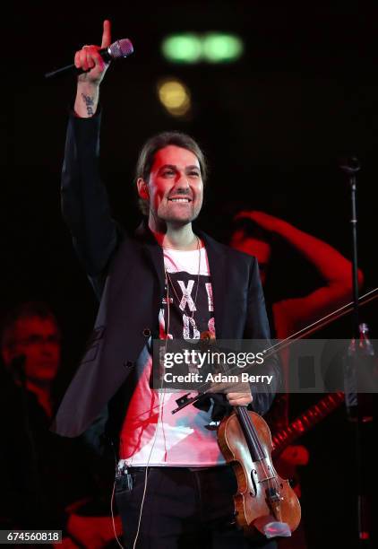 Violinist David Garrett performs at Mercedes-Benz Arena on April 28, 2017 in Berlin, Germany.