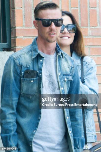 Ex Real Madrid football player Jose Maria Gutierrez Guti and his wife Romina Belluscio are seen on April 20, 2017 in Madrid, Spain.