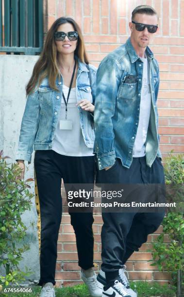 Ex Real Madrid football player Jose Maria Gutierrez Guti and his wife Romina Belluscio are seen on April 20, 2017 in Madrid, Spain.