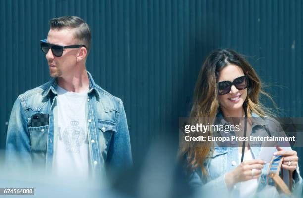 Ex Real Madrid football player Jose Maria Gutierrez Guti and his wife Romina Belluscio are seen on April 20, 2017 in Madrid, Spain.