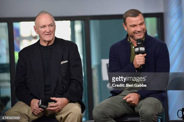 Former professional boxer Charles 'Chuck' Wepner and actor Liev Schreiber attend the Build Series to discuss the new film 'Chuck' at Build Studio on...