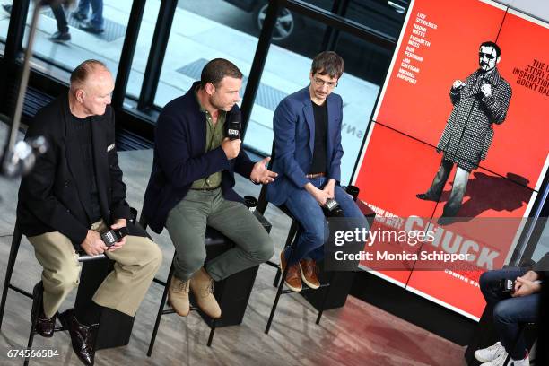 Former professional boxer Chuck Wepner, actor, writer and producer Liev Schreiber, and director Philippe Falardeau speak on stage at Build Series...