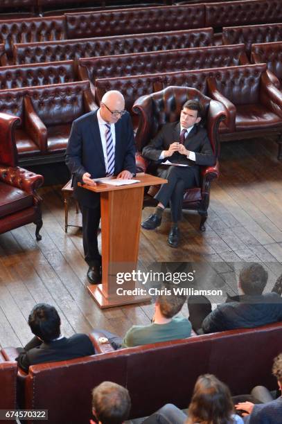 Russian Ambassador To The UK Alexander Kramarenko speaks at The Cambridge Union on April 28, 2017 in Cambridge, Cambridgeshire.