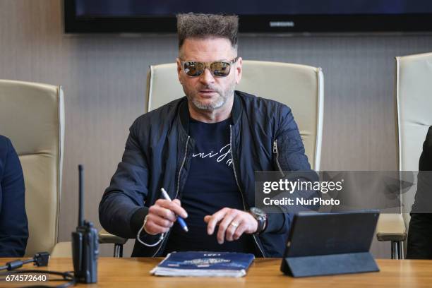 'Detective' Krzysztof Rutkowski during a press conference about two Krakow's Courts judgments that took away children from their mothers, in Krakow,...