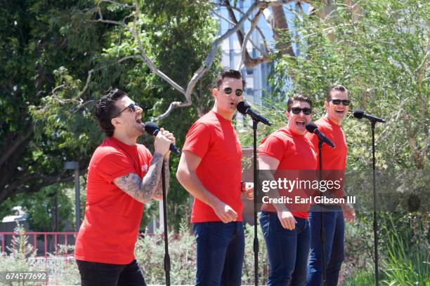 Jersey Boys Mark Ballas, Cory Jeacoma, Matthew Dailey and Keith Hines perform at the Center Theatre Group Presents Broadway At Grand Park at Los...