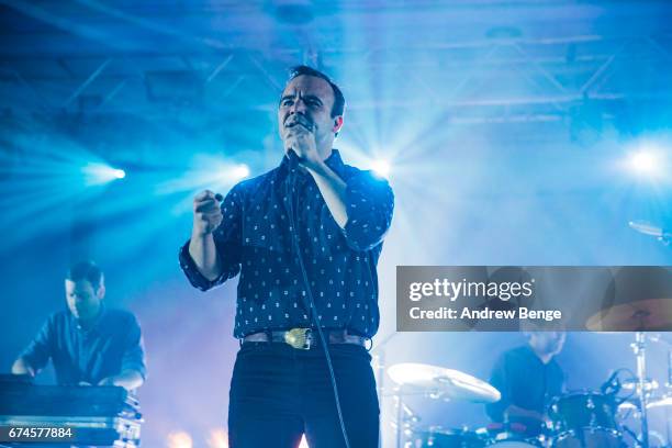 Samuel T. Herring of Future Islands performs at University Refectory on April 28, 2017 in Leeds, England.