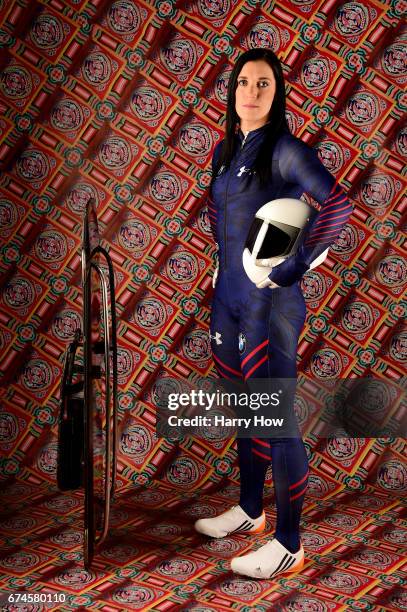 Skeleton racer Annie O'Shea poses for a portrait during the Team USA PyeongChang 2018 Winter Olympics portraits on April 28, 2017 in West Hollywood,...