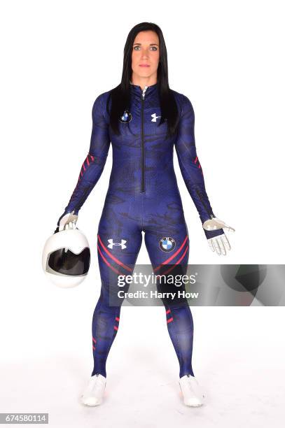 Skeleton racer Annie O'Shea poses for a portrait during the Team USA PyeongChang 2018 Winter Olympics portraits on April 28, 2017 in West Hollywood,...