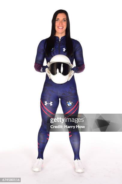 Skeleton racer Annie O'Shea poses for a portrait during the Team USA PyeongChang 2018 Winter Olympics portraits on April 28, 2017 in West Hollywood,...