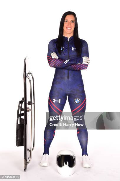 Skeleton racer Annie O'Shea poses for a portrait during the Team USA PyeongChang 2018 Winter Olympics portraits on April 28, 2017 in West Hollywood,...