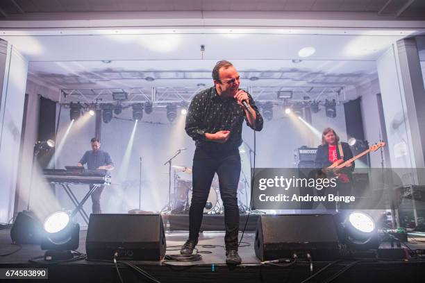 Samuel T. Herring of Future Islands performs at University Refectory on April 28, 2017 in Leeds, England.