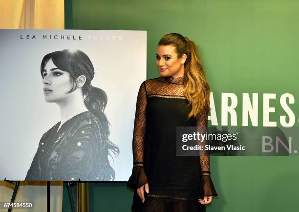 Actress/singer Lea Michele signs copies of her new album "Places" at Barnes & Noble, 5th Avenue on April 28, 2017 in New York City.