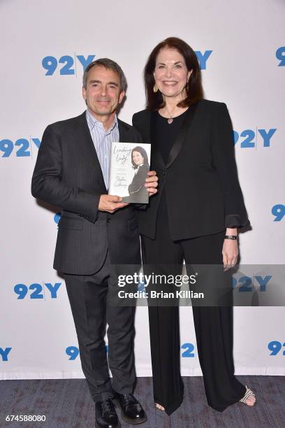 Author Stephen Galloway and Sherry Lansing attend a conversation with Michael Douglas at 92Y on April 28, 2017 in New York City.