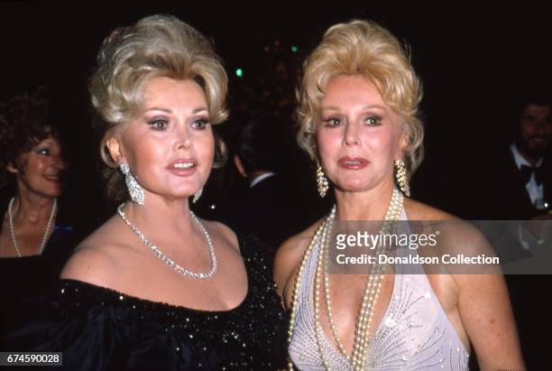 Sisters Zsa Zsa Gabor and Eva Gabor attend an event in October 1980 in Los Angeles, California.