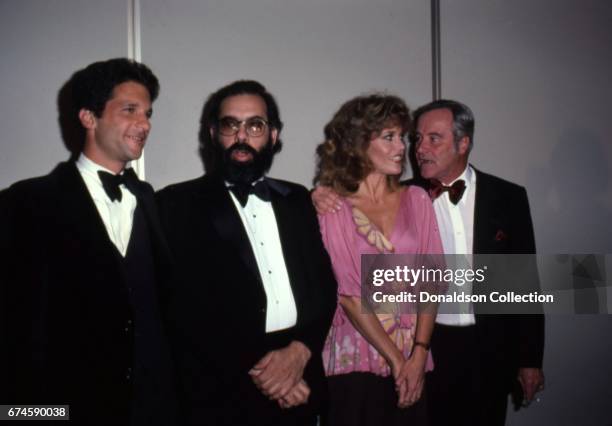 Attendee, Francis Ford Coppola, actors Jane Fonda, Jack Lemmon attend the NATO awards at the Bonaventure Hotel in November 1979 in Los Angeles,...