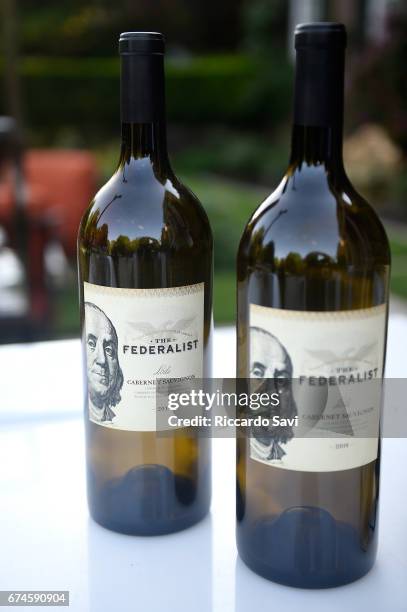 The Federalist wine on display at the Capitol File 2017 WHCD Welcome Reception at the British Ambassador's Residence on April 28, 2017 in Washington,...
