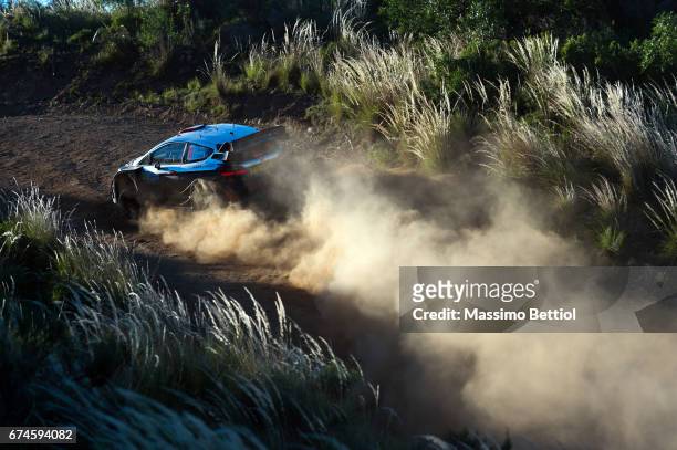 Lorenzo Bertelli of Italy and Simone Scattolin of Italy compete in their FWRT Ford Fiesta WRC during Day One of the WRC Argentina on April 28, 2017...