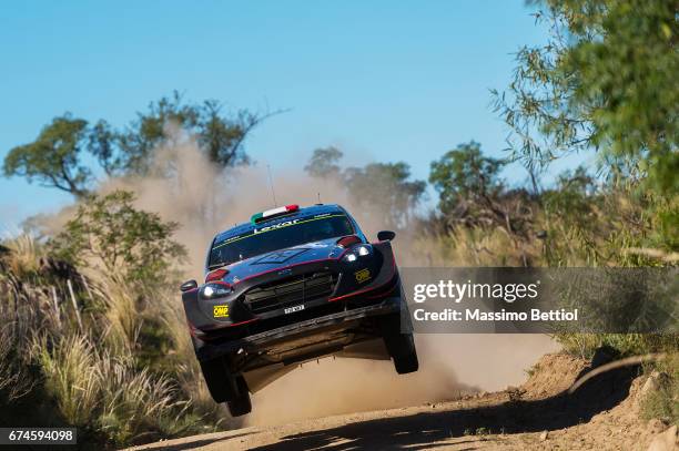 Lorenzo Bertelli of Italy and Simone Scattolin of Italy compete in their FWRT Ford Fiesta WRC during Day One of the WRC Argentina on April 28, 2017...