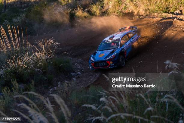 Thierry Neuville of Belgium and Nicolas Gilsoul of Belgium compete in their Hyundai Motorsport WRT Hyundai i20 WRC during Day One of the WRC...