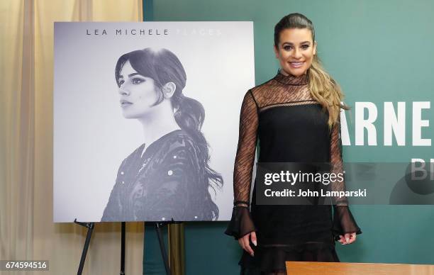 Lea Michele signs copies of her new album "Places" at Barnes & Noble, 5th Avenue on April 28, 2017 in New York City.