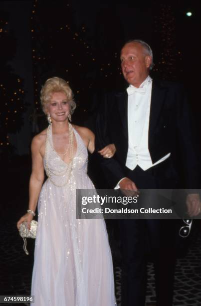 Eva Gabor and her husband Frank Gard Jameson, Sr. Attend an event in October 1980 in Los Angeles, California.