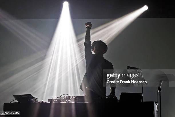 French musician Wax Tailor performs live during a concert at the Columbia Theater on April 28, 2017 in Berlin, Germany.