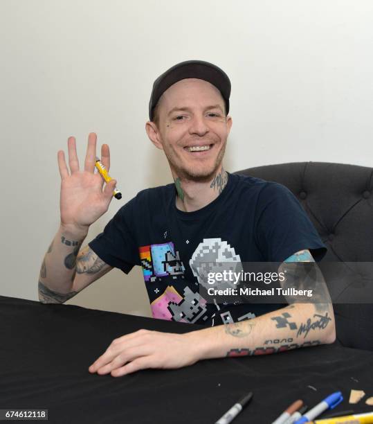 Electronic musician deadmau5 poses for the camera at deadmau5 and FANCY.com's pop-up shop "Lots Of Stuff In A Store" on April 28, 2017 in Los...