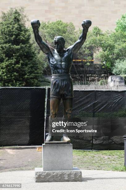 The Rocky Statue outside of the NFL Draft Theater on April 27, 2017 in Philadelphia, PA.