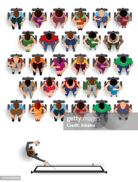 illustrations, cliparts, dessins animés et icônes de rencontrer des gens assemblée vue de dessus - instructeur