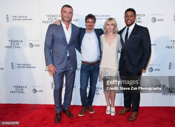 Liev Schreiber, Philippe Falardeau, Naomi Watts and Pooch Hall attend the screening of "Chuck" during the 2017 Tribeca Film Festival at BMCC Tribeca...