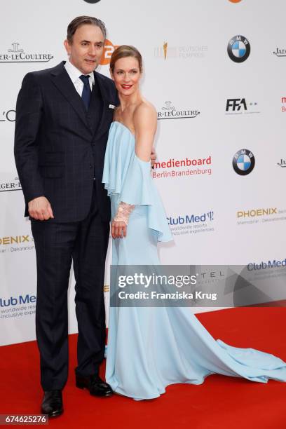 Lisa Martinek and her husband Giulio Ricciarelli during the Lola - German Film Award red carpet arrivals at Messe Berlin on April 28, 2017 in Berlin,...