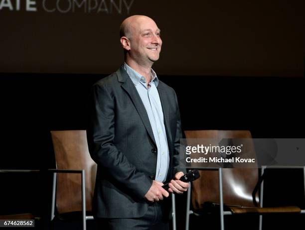 Producer/showrunner Michael Green speaks onstage during at the American Gods FYC event at Saban Media Center on April 28, 2017 in North Hollywood,...