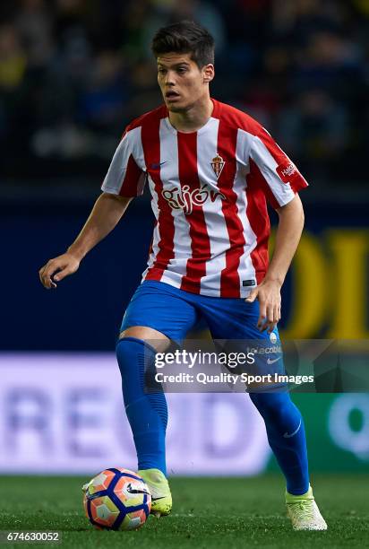 Jorge Mere of Real Sporting de Gijon in action during the La Liga match between Villarreal CF and Real Sporting de Gijon at Estadio de la Ceramica on...