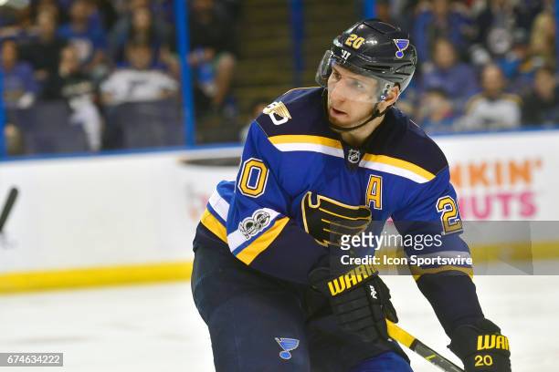 St. Louis Blues leftwing Alexander Steen during game 1 of the second round of the 2017 Stanley Cup Playoffs between the Nashville Predators and the...