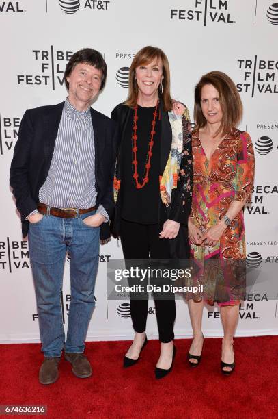 Director/producer Ken Burns, Tribeca Film Festival co-founder Jane Rosenthal, and director Lynn Novick attend "The Vietnam War" premiere during the...