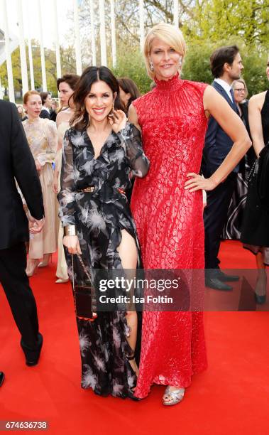 German actress Viktoria Lauterbach and Natascha Gruen during the Lola - German Film Award red carpet arrivals at Messe Berlin on April 28, 2017 in...
