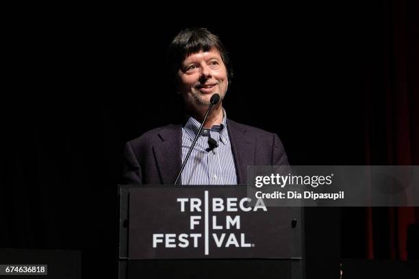 Director/producer Ken Burns speaks onstage during "The Vietnam War" premiere at the 2017 Tribeca Film Festival at SVA Theater on April 28, 2017 in...