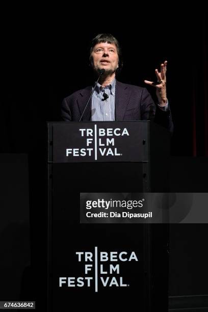 Director/producer Ken Burns speaks onstage during "The Vietnam War" premiere at the 2017 Tribeca Film Festival at SVA Theater on April 28, 2017 in...