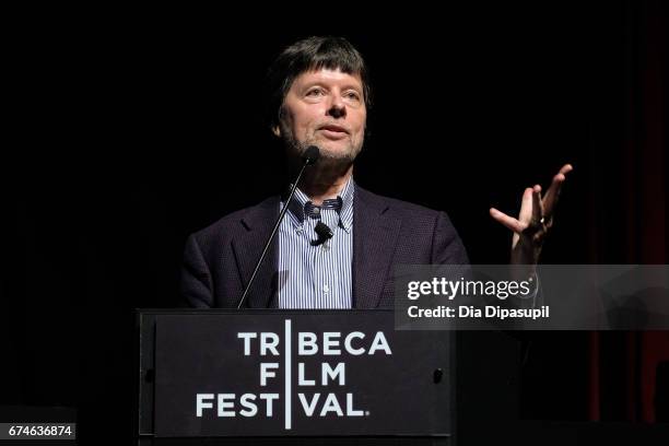 Director/producer Ken Burns speaks onstage during "The Vietnam War" premiere at the 2017 Tribeca Film Festival at SVA Theater on April 28, 2017 in...