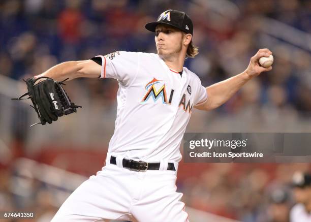 Miami Marlins starting pitcher Adam Conley throws a pitch during the first inning in a game between the Miami Marlins and the Pittsburgh Pirates on...