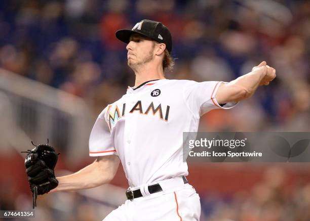 Miami Marlins starting pitcher Adam Conley throws a pitch during the first inning in a game between the Miami Marlins and the Pittsburgh Pirates on...
