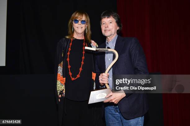 Tribeca Film Festival co-founder Jane Rosenthal presents the Citizen Filmmaker Award to director/producer Ken Burns during "The Vietnam War" premiere...