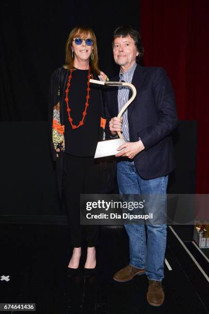 Tribeca Film Festival co-founder Jane Rosenthal presents the Citizen Filmmaker Award to director/producer Ken Burns during "The Vietnam War" premiere...