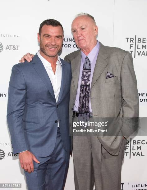 Liev Schreiber and Chuck Wepner attend the "Chuck" screening during the 2017 Tribeca Film Festival at BMCC Tribeca PAC on April 28, 2017 in New York...