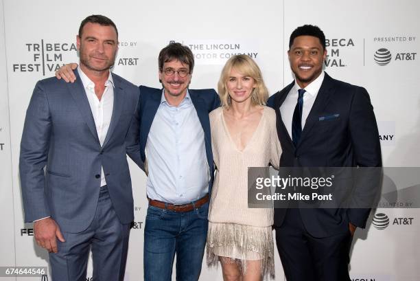 Liev Schreiber, Philippe Falardeau, Naomi Watts, and Pooch Hall attend the "Chuck" screening during the 2017 Tribeca Film Festival at BMCC Tribeca...